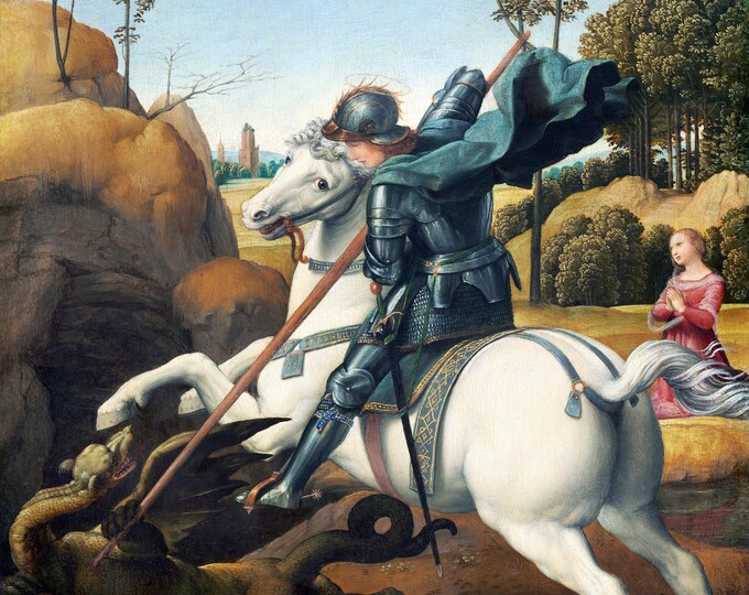 Rafael - Saint George and the Dragon  (1506) - Renaissance Art - Digital Art - Printable JPG File