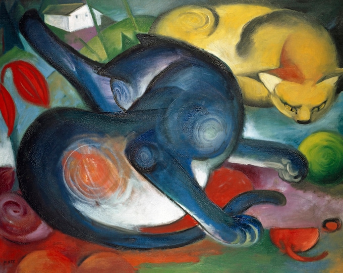 Franz Marc - Two cats, blue and yellow  (1912) - Expressionism - Cubism