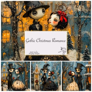 Pages de Journal romantique de Noël gothique, amour sombre, papier de scrapbooking Couple gothique victorien, papier numérique, téléchargement numérique, art imprimable