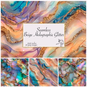 Carta digitale beige glamour, carta per diario olografico, sfondi glitter, carta per scrapbooking, texture perlate luccicanti
