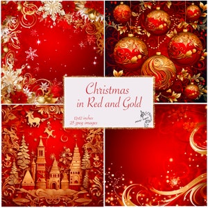 Navidad en papel de vacaciones rojo y dorado Papel de diario de Navidad Papel de Navidad Diseño de sublimación de Navidad Descarga instantánea