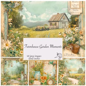 Farmhouse Garden Moments Digital Journal Kit, Printable garden, Garden Journal, Junk Journal, Garden Ephemera, Flowers, Tranquility Paper