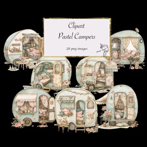 Camping Clipart, Adventure Clipart, Pastel Campers Clipart, Campsite Illustrations, Outdoor Clipart, Watercolor Campers png, Cute Camping