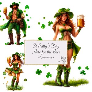 St Patty Day Here for the Beer 42 png Bundle, Fun St patricks Day png, Lucky Vibes png, Trinkt Irish png. Shamrocks und sexy Bar Damen png