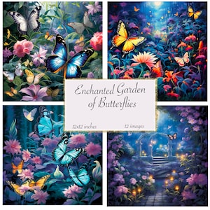 Schmetterlinge Journal, Digitales Papier, Rokoko Fantasy Papier zum sofortigen Download