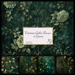 Gothic Rococo Digital paper, journal paper not seamless background gothic floral dark oil paint textures instant download commercial use