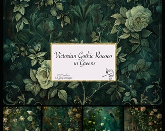 Gothic Rococo Digital Paper, Dark Floral Oil Paint Textures (Digital Download)