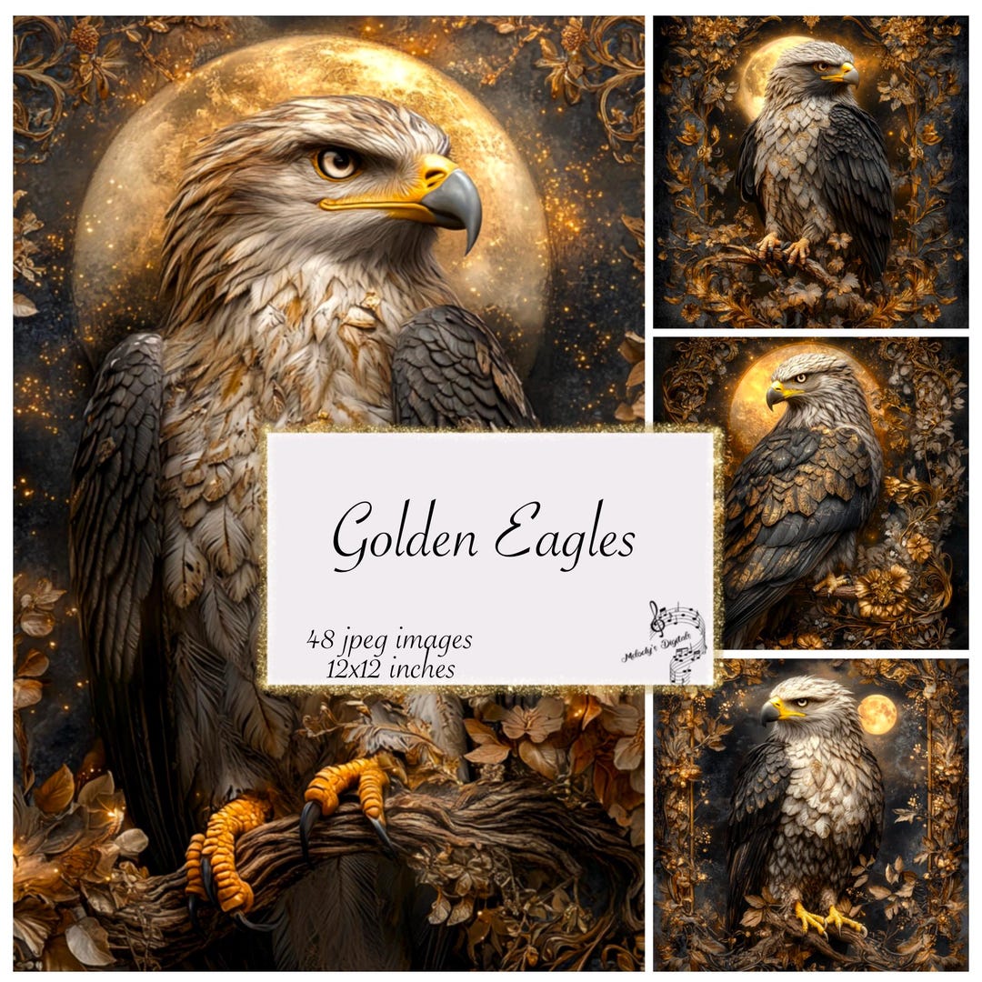 Golden Eagles Digital Paper, Junk Journal Kits, Scrapbooking Paper ...