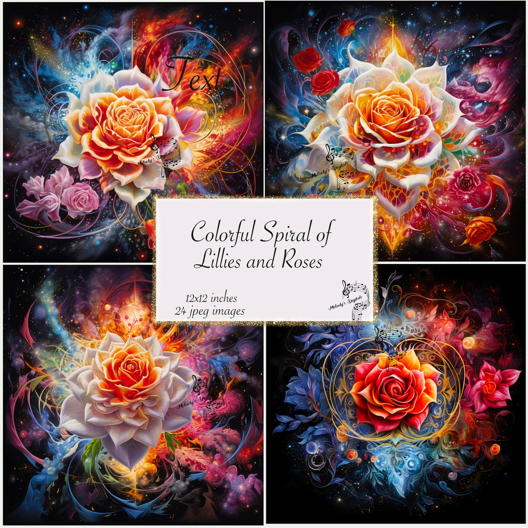 Rococo Roses Designs Rococo Roses & Lillies Journal Paper: Colorful Floral Designs (digital ...