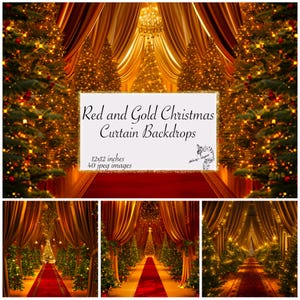 Cenários de cortina de natal vermelho e dourado, papel digital, fundo de cortinas de natal, papel digital, cortinas de palco, cenários de photoshop