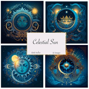 Celestial Sun Journal Paper, Digital paper, Rococo Fantasy paper journal pages printable 12x12 paper instant download commercial use