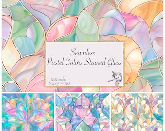 Pastel Colors Stained Glass Digital Paper, Iridescent Glass Digital Paper, seamless printable textures printable scrapbook paper