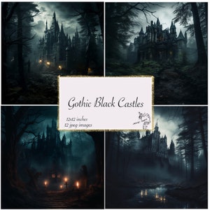 Gothic Black Castle Journal paper, Gothic Journal Paper, Castles Journal paper, Scrapbooking paper, 12x12 pages instant download