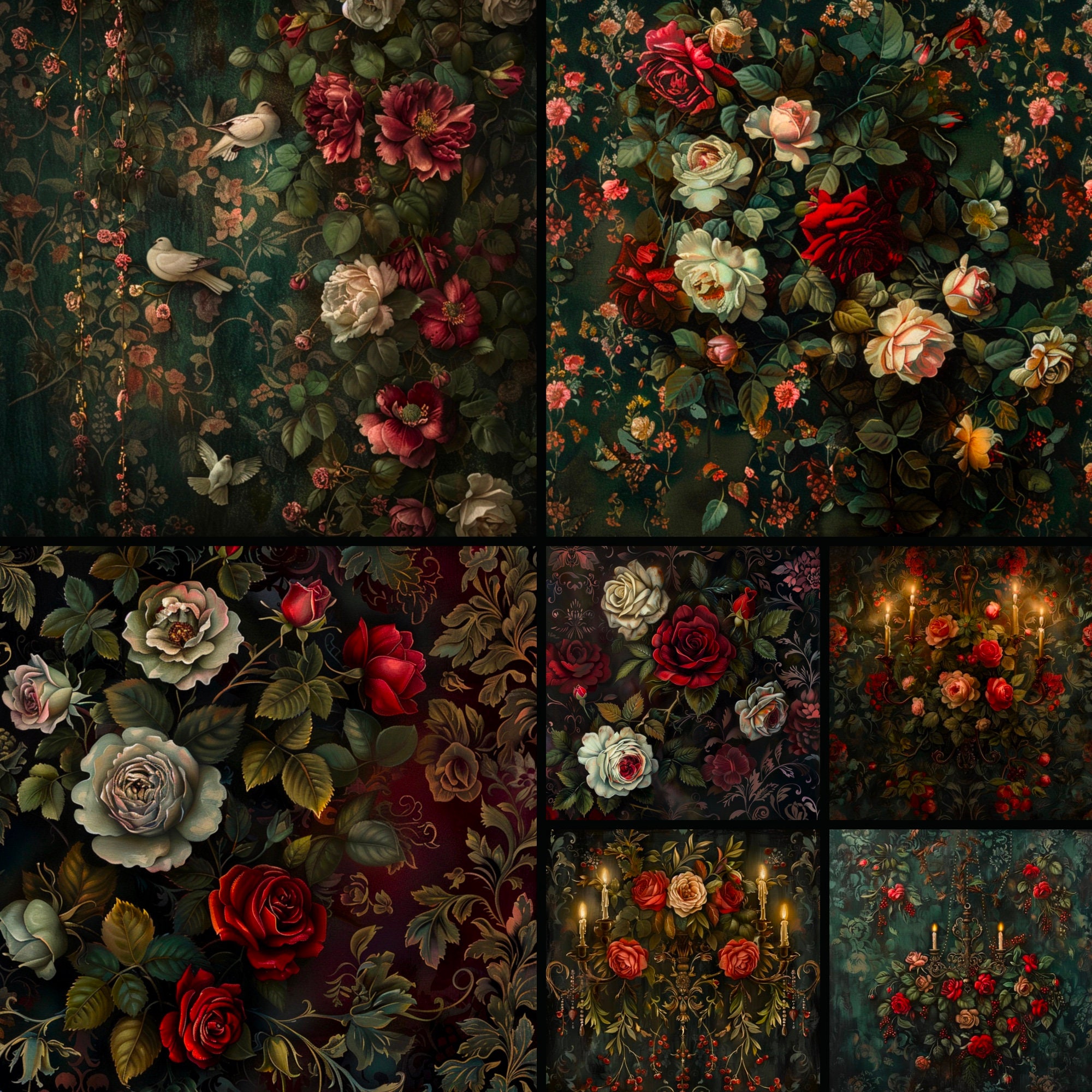 Gothic Rococo Digital Paper, Victorian Gothic Digital Paper Backgrounds ...