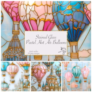 Heißluftballon Digitales Papier Aquarell Nahtlose Muster Pastellfarbe Heißluftballons mit Blattgold Scrapbooking Seiten Kinderzimmer Tapete