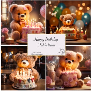 Teddy Bears Digital Paper, Happy Birthday Digital Paper, Babys Birthday Digital paper, Background paper