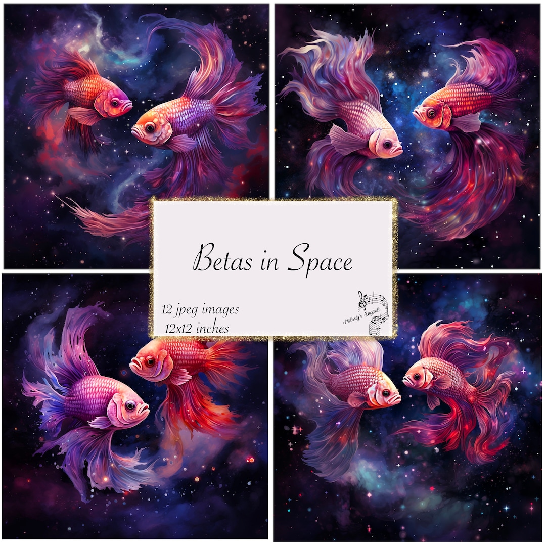 Betta Fish in Space 12x12 Paper, Galaxy Junk Journal (digital Download ...
