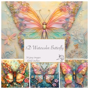 3D Aquarell Schmetterling Junk Journal Seiten Fantasie Pastell Schmetterlinge Junk Journal Kit Magische printables Junk Journal