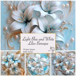kit de journal imprimable vintage indésirable nénuphar, pages de journal, paquet de papier numérique muguet feuilles de collage de scrapbooking floral bleu et blanc