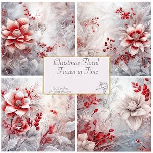 Kerst Bloemen Frozen in Time Rococo Journal Paper Kerstbloemen Journal Paper Christmas Junk Journal Papier Kerstbloemen