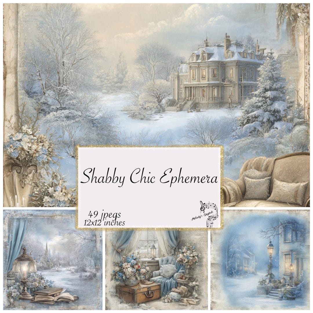 Shabby Chic Ephemera Vintage Winter Home Junk Journal (digital Download ...