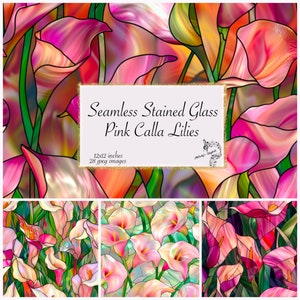 Papel de diário Calla Lily, vitral rosa Calla Lily, caderno de papel digital art nouveau fantasia páginas de lixo eletrônico