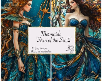 Meerjungfrau Digitales Papier, Sirene der Meere, Junk Journal Kit (Digitaler Download)