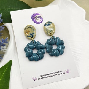 Dangle Clay Earrings, Marble patterned Earrings, Handmade Earrings, Stud Earrings