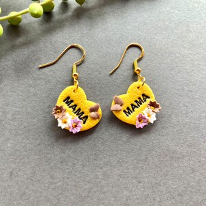 Mother&#39; Day Earrings, Unique Gifts, Polymer Clay Earrings, Floral Design, Dangle Clay Earrings,  Lightweight Earrings, Hypoallergenic,
