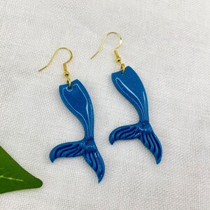 Mermaid Tail Earrings, Summer polymer Clay Earrings,  Blue,  Jewelry, Handmade, Lightweight, Nickel Free, Hypoallergenic