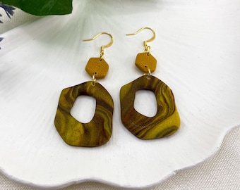 Lightweight and Handmade Earrings with Gold Plated and Hypoallergenic Clay Hooks