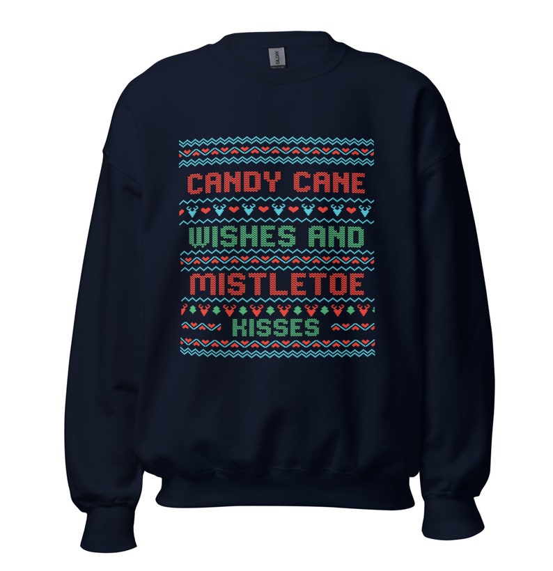 Candy Cane Wishes & Mistletoe Kisses Ugly Christmas Sweater - Etsy