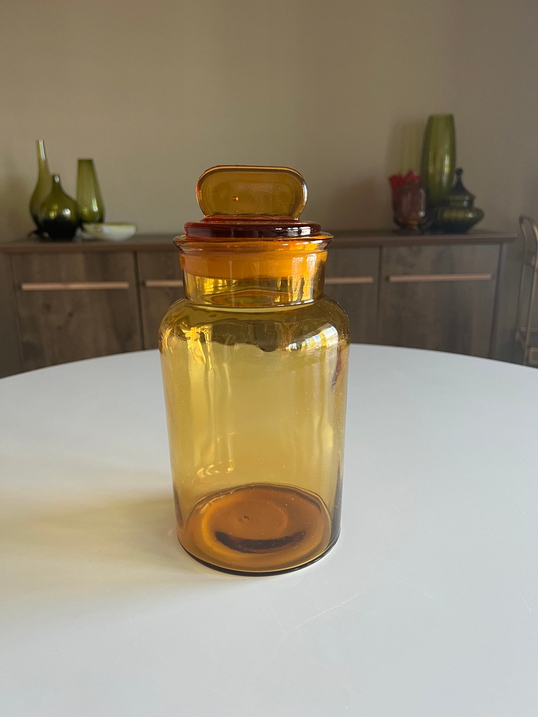 Amber Apothecary Jar Vintage Apothecary Jar Amber Glass Etsy