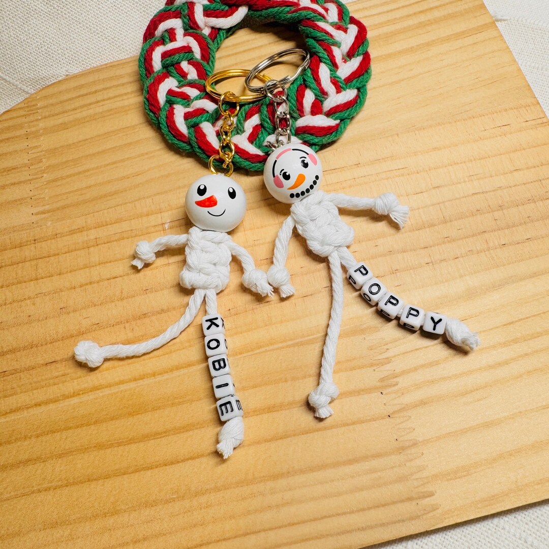 Personalised Snowman Keychain Bag Charm - Kid Christmas Gift Ornament ...
