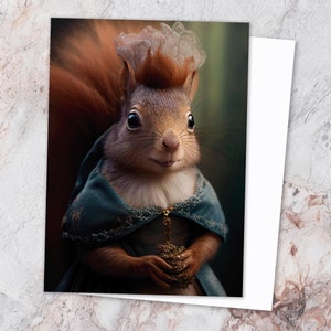 Squirrel Card with Squirrel Wearing Dress, Funny Squirrel Card, Squirrel Birthday Card for Squirrel lovers, Greeting Card with Squirrel 5x7