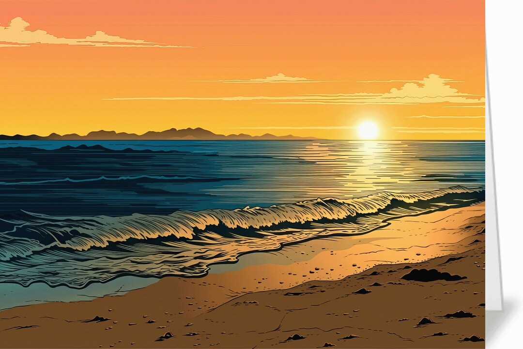 Ocean Sunset Landscape 5x7 Personalized Custom Greeting Card - Etsy