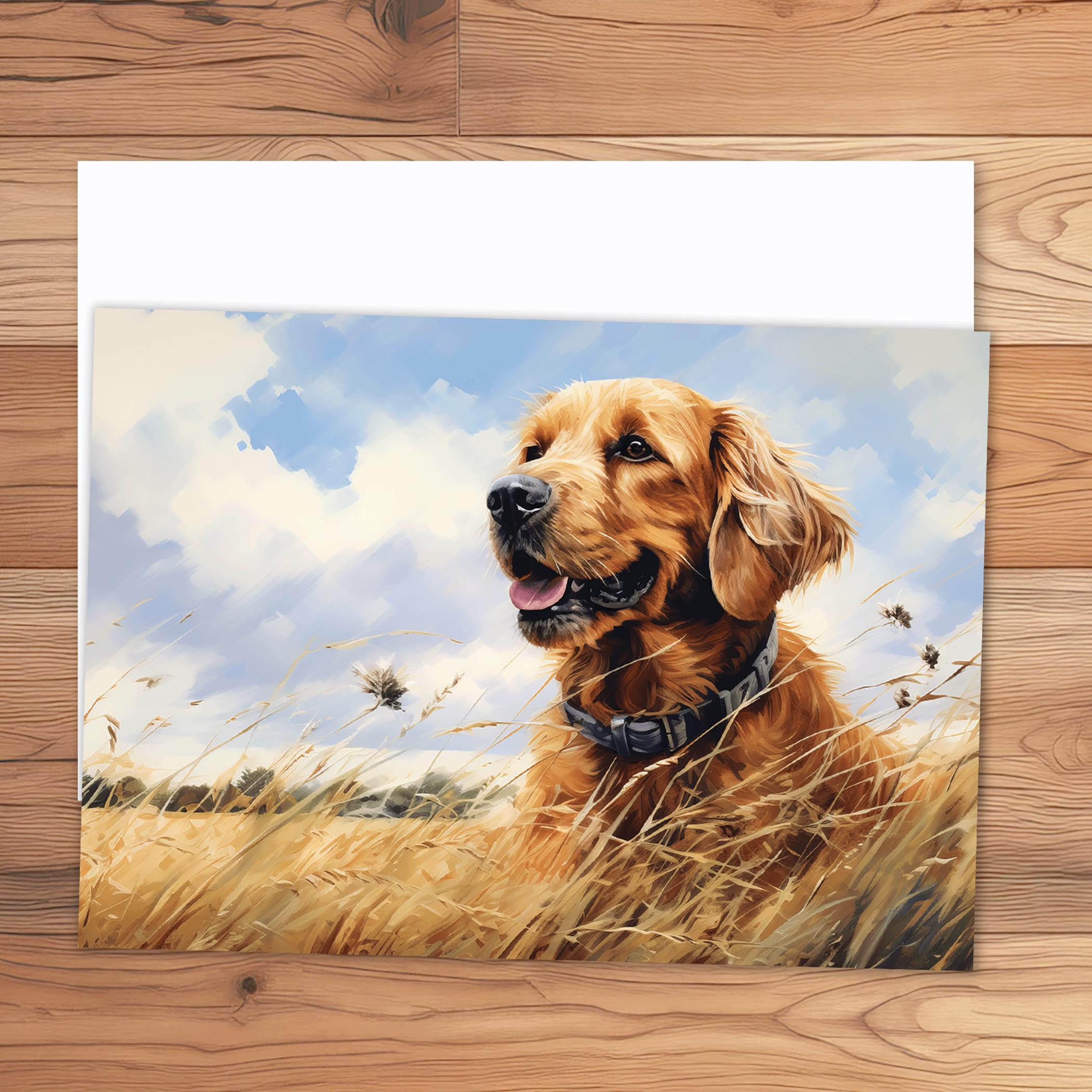 Golden Retriever Artistic Rendering Greeting Card with Golden Retriever for Birthday, Mother's Day, Father's Day, Golden Pet Sympathy Card