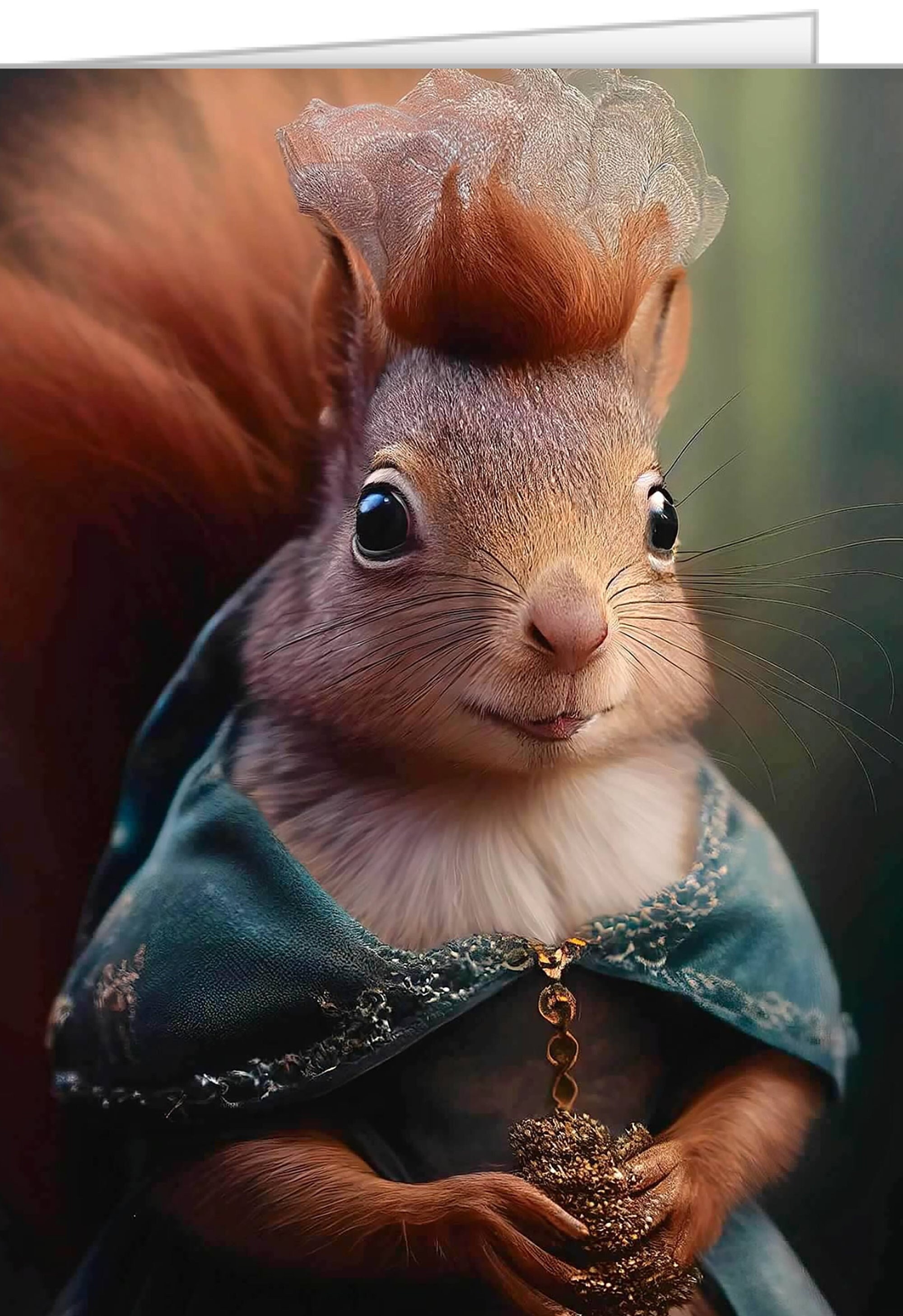 Squirrel Wearing a Dress 5x7 Personalized Custom Greeting Cards With White Envelopes Funny