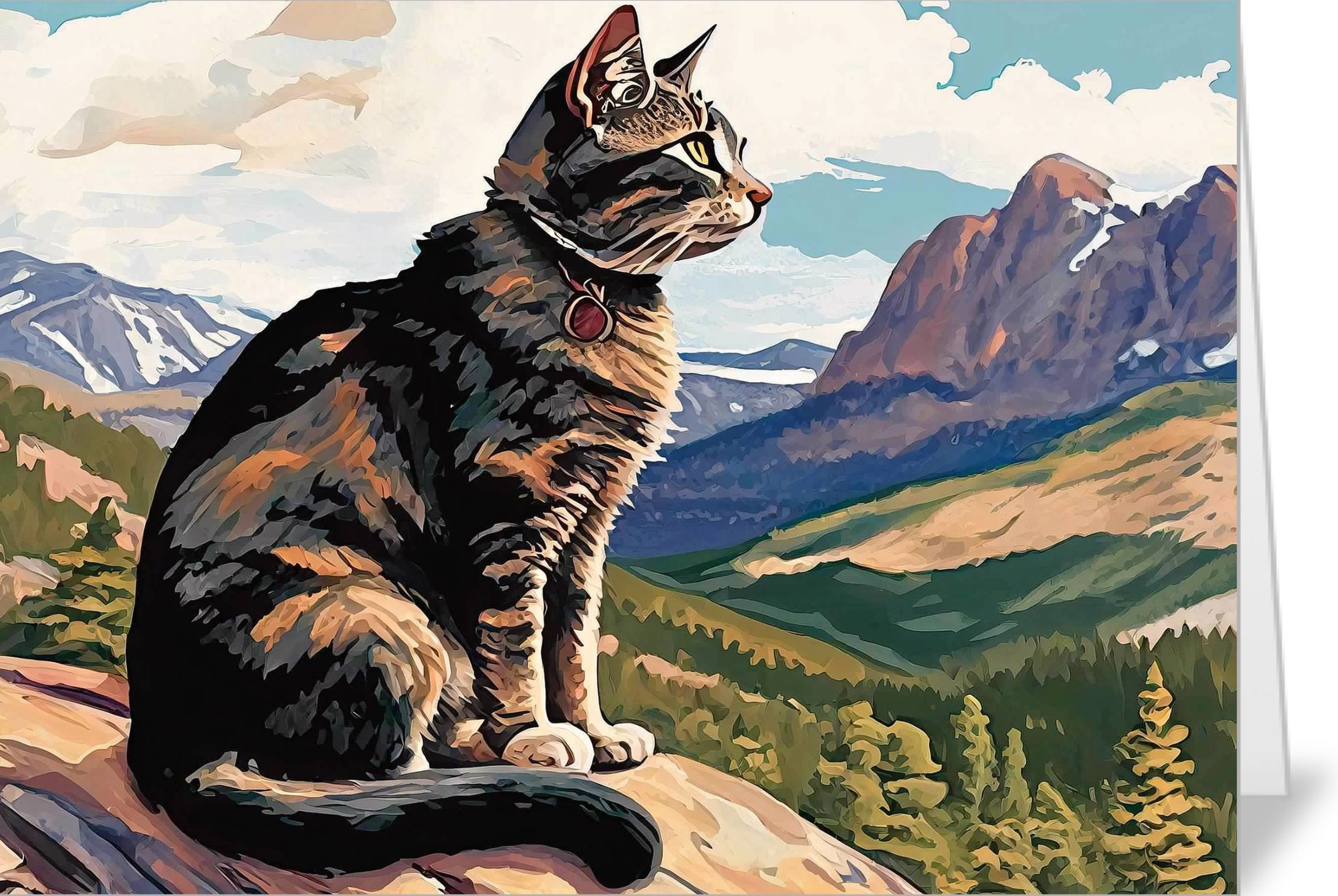 Cat Card Colorado Cat Card With Cat in Mountains, Custom Cat Card for ...