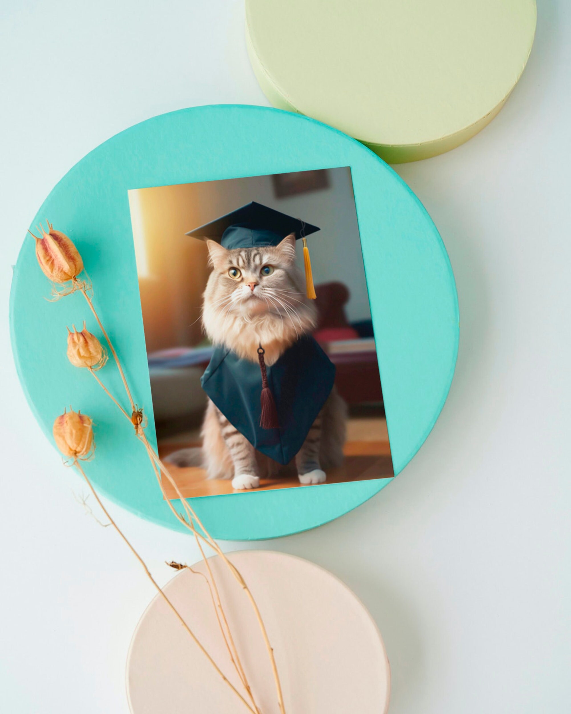Graduation Cat in Cap and Gown Graduation Cat Card Personalized and ...