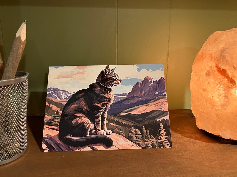 Cat Card Colorado Cat Card With Cat in Mountains, Custom Cat Card for ...