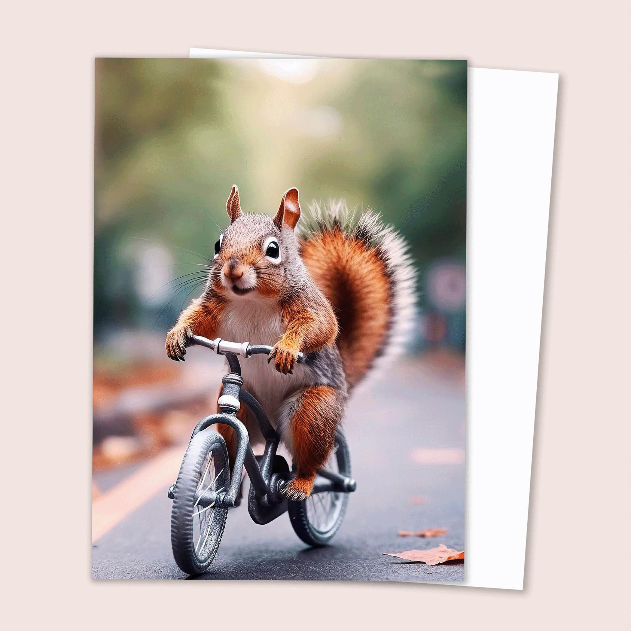 Squirrel Riding Bike Card With Squirrel Custom Birthday Card, Fathers ...