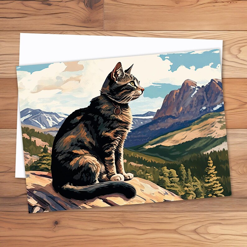 Cat Card Colorado Cat Card With Cat in Mountains, Custom Cat Card for ...
