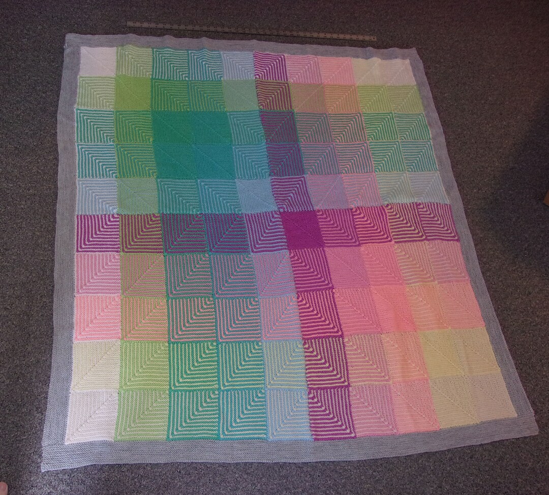 Hand Knit Afghan 50 X 52 Inches Made of Acrylic Sport Weight Yarn so It