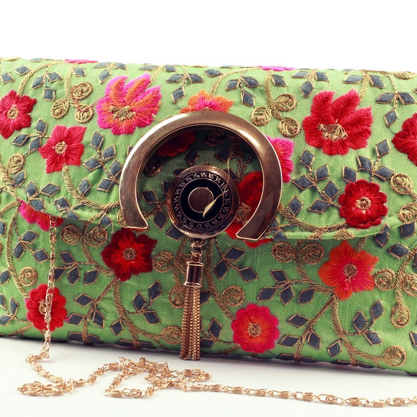 Cute Handmade Embroidered Foldover Clutch