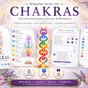 Chakra-arbetsbok, energihelande dagbok och andligt undervisningsverktyg för personlig utveckling (utskrivbar PDF)
