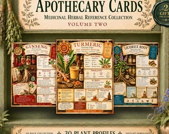 Apothecary Plant Card Collection, Medicinal Flowers & Herbal Medicine, Healing Herb Remedies  (Printable PDF)