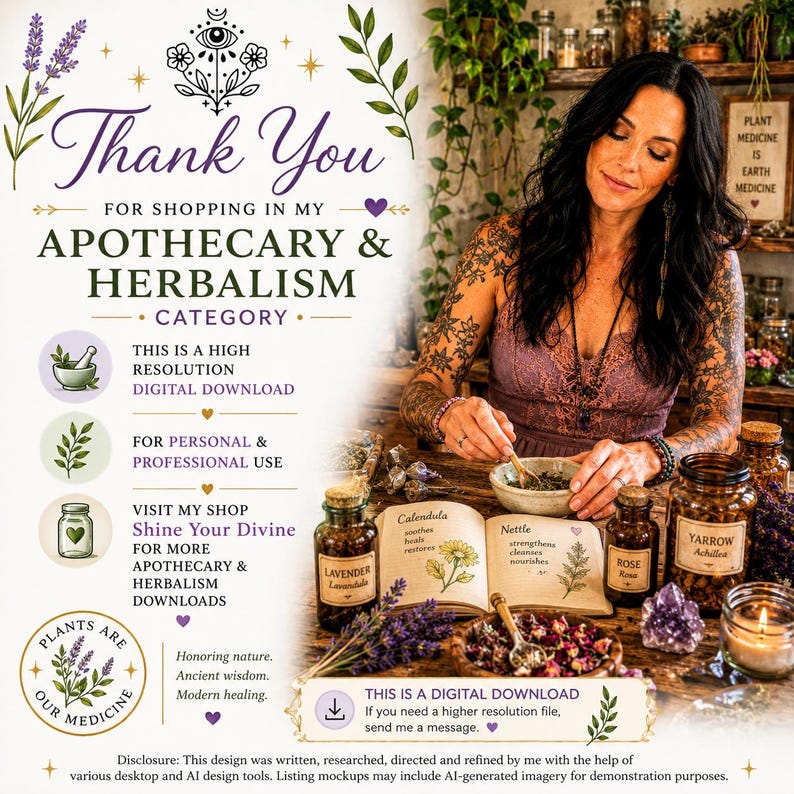 Apothecary Spell Cards, Herbalism Ritual Journal, Green Witch Magic Grimoire Pages (Printable PDF) image 11