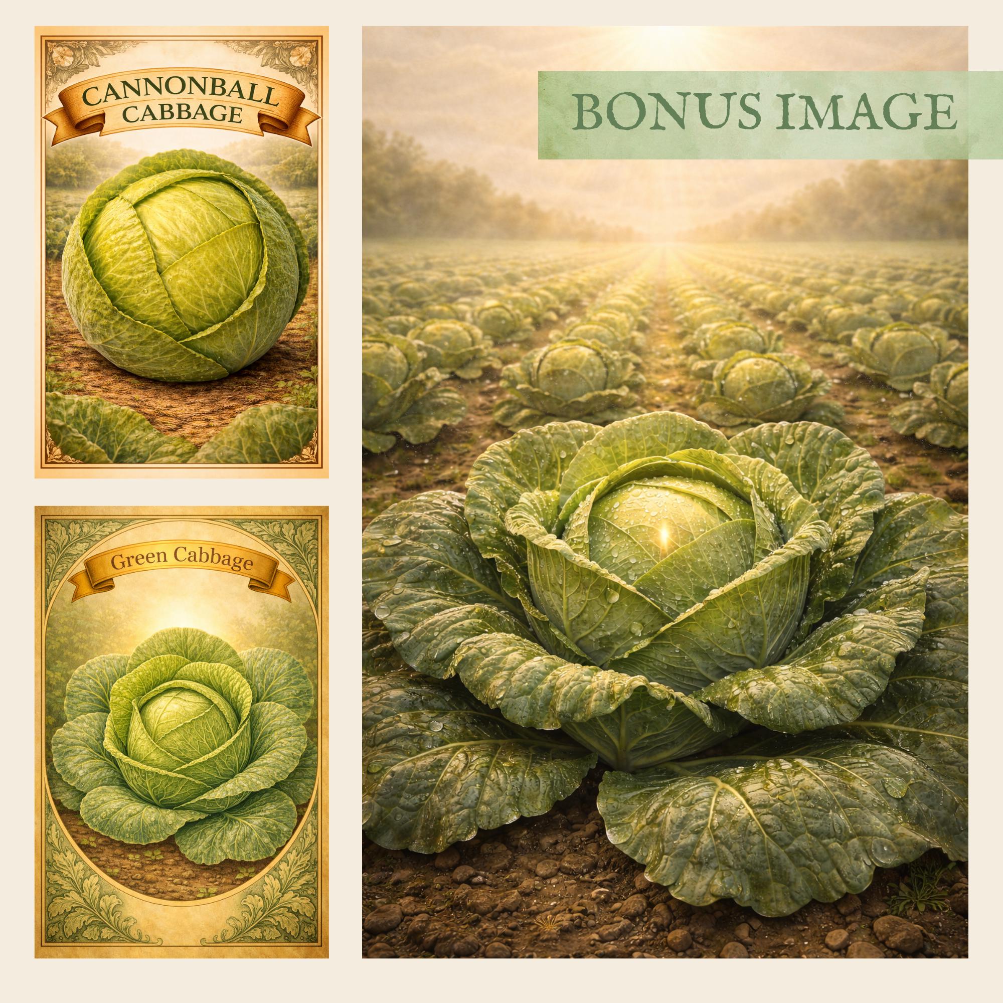 Vintage Cabbage Prints, Printable Botanical Kitchen Wall Art, Vegetable ...