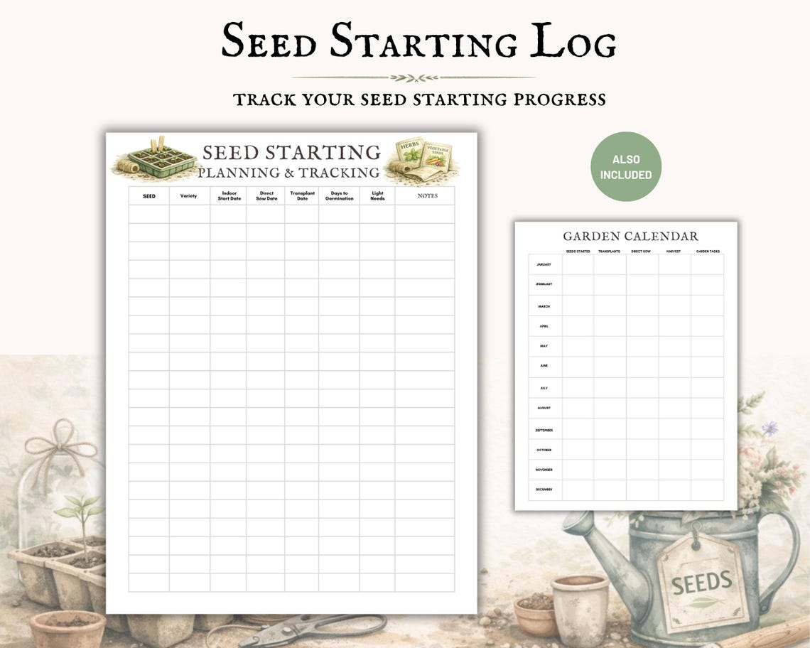 Seed Starting Log, Printable Garden Planner Page, Plant Growth Tracker ...
